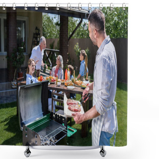 Personality  Happy Family At Barbecue  Shower Curtains