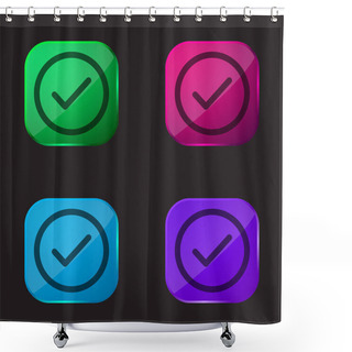 Personality  Accept Circular Button Outline Four Color Glass Button Icon Shower Curtains