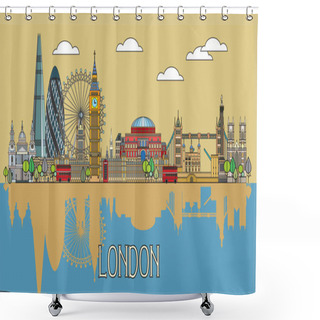 Personality  London Colorful Line Art 4 Shower Curtains