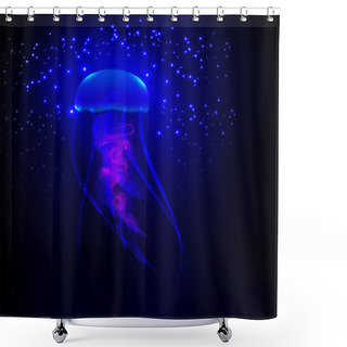 Personality  Shining Jellyfish. Abstract Background. Vector Eps 10 Shower Curtains