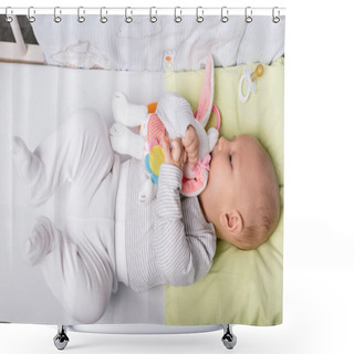 Personality  Baby With Toy In Crib Shower Curtains