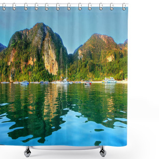 Personality  Ao Loh Dalum Bay Surrounded By Limestone Formations On Phi Phi D Shower Curtains