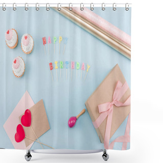 Personality  Birthday Cakes With Gift Box Shower Curtains