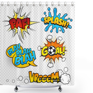 Personality  Cartoon Vector Comic Sound Effects Set3 Shower Curtains