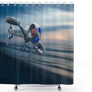 Personality  Unmanned Aerial Vehicle Drone In Flight Shower Curtains