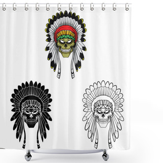 Personality  Coloring Book Apache Head Cartoon Character Shower Curtains