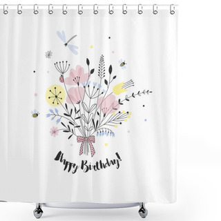 Personality  Beautiful Floral Bouquet, Conratulatory Design Shower Curtains