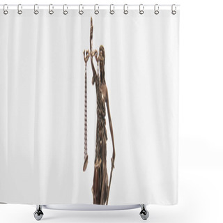 Personality  Bronze Statuette Of Justice Isolated On White, Banner Shower Curtains