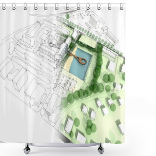 Personality  Illustration Of An Idea In Urban Design Shower Curtains