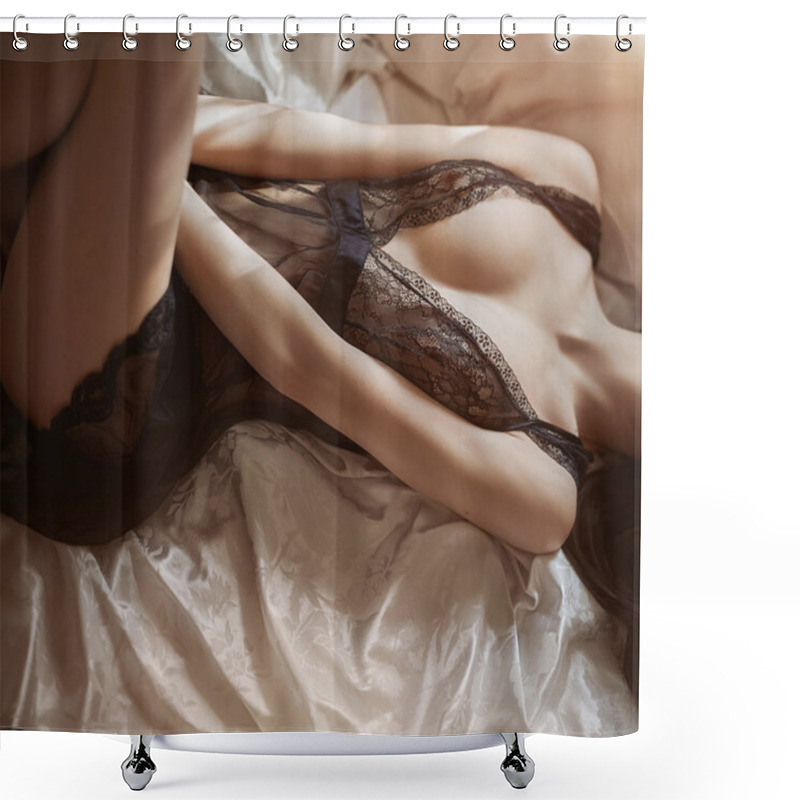 Personality  beautiful woman in lingerie shower curtains