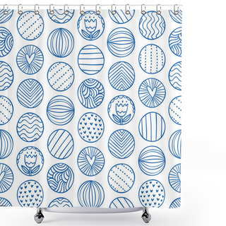 Personality  Abstract Circles Doodle Pattern Shower Curtains