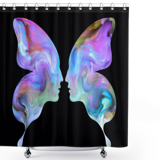 Personality  Colors Of Us Series. Backdrop Composed Of Two Colorful Human Profiles And Suitable For Use In The Projects On Art, Imagination, Creativity And Love Shower Curtains