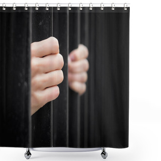 Personality  Prisoner Behind Jail Bars Shower Curtains