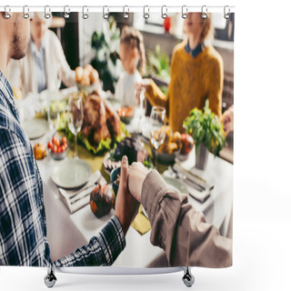 Personality  Family Holding Hands And Praying On Thanksgiving Shower Curtains