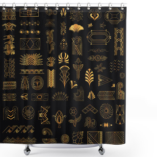 Personality  Art Deco Vintage Frames And Design Elements - Hand Drawn Shower Curtains