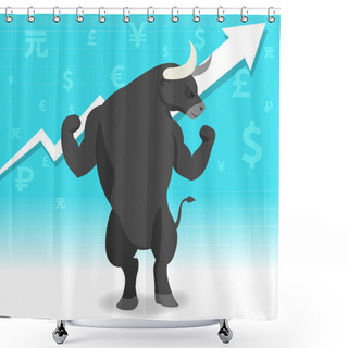 Personality  Bull Market Presents Uptrend Stock Market Concept In Background Shower Curtains