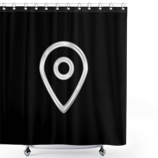 Personality  Big Map Placeholder Outlined Symbol Of Interface Silver Plated Metallic Icon Shower Curtains