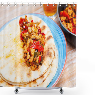 Personality  Homemade Fajitas With Chicken And Vegetables Served With Tortillas Shower Curtains