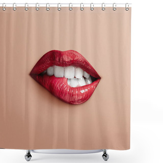 Personality  Teeth Biting  Lip Shower Curtains