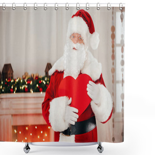 Personality  Santa With Heart Sign Shower Curtains