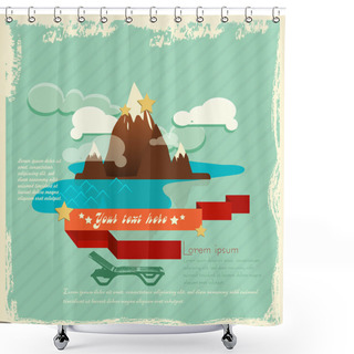 Personality  Vector Retro Background With Mountain Shower Curtains