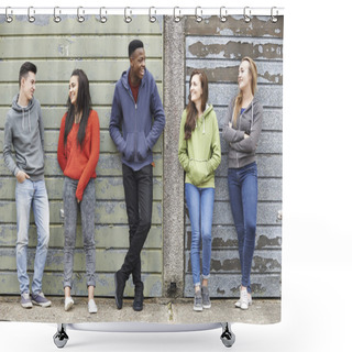 Personality  Gang Of Teenagers Hanging Out In Urban Environment Shower Curtains