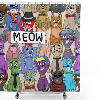 Personality  Pattern Cats Meow Shower Curtains