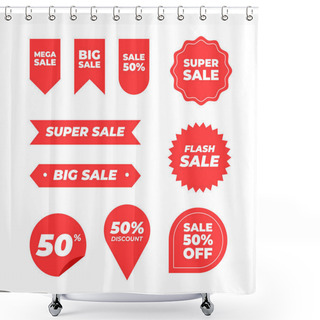 Personality  Collection Of Red Discount Stickers Vector Template Shower Curtains