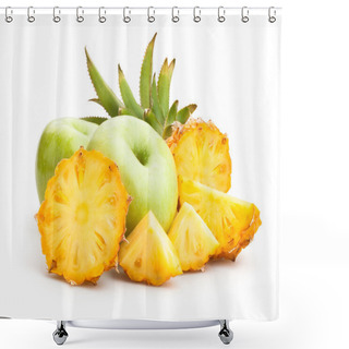 Personality  Pineapple Slices And Apple Shower Curtains