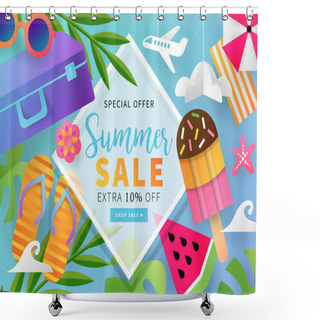 Personality  Summer Sale Banner Template For Social Media And Mobile Apps Wit Shower Curtains