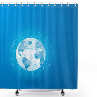 Personality  Global Network. Point Connecting Network. World Map Point And Lines And Triangles. Vector Illustration  Shower Curtains