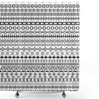 Personality  Set Of Borders, Ethnic Motifs Background Shower Curtains