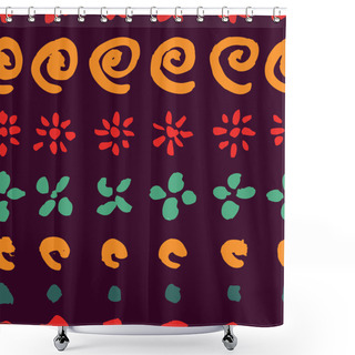 Personality  Seamless Ethnic Pattern With Spirals, Flowers And Dots Shower Curtains