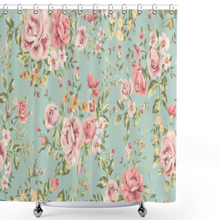 Personality  Classic Wallpaper Vintage Flower Pattern Background Shower Curtains