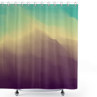 Personality  Mountain Landscape. Mountainous Terrain. Mountain Design. Vector Silhouettes Of Mountains Backgrounds. Sunset. Can Be Used For Banner, Flyer, Book Cover, Poster, Web Banners. Shower Curtains