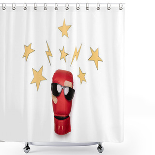 Personality  Boxing Glove With Sunglasses  Shower Curtains
