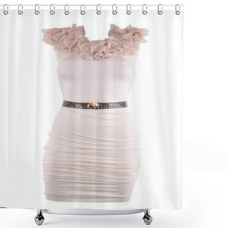 Personality  Powdery Color Cocktail Designer Dress With Brown Belt Shower Curtains