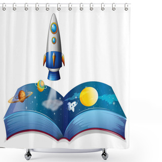 Personality  A Book Showing The Planet And Airships Shower Curtains