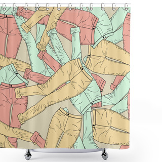Personality  Vector Background With Pants. Shower Curtains