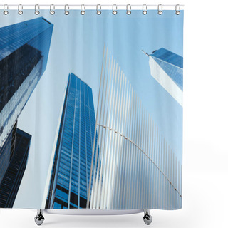 Personality  Low Angle View Of Skyscrapers And Clear Sky In New York City, Usa Shower Curtains