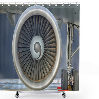 Personality  Close-up View Of A Jet Engine Turbine Shower Curtains