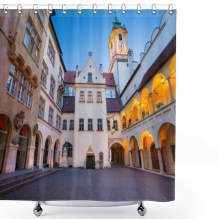 Personality  Old Town Hall In Bratislava. Image Of Town Hall Buildings And Clock Tower Of Main City Square In Old Town Bratislava, Slovakia. Shower Curtains