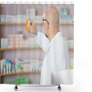 Personality  Pharmacist Reaching For A Box Of Medication Shower Curtains