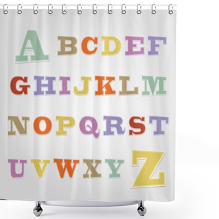 Personality  Joyful Sticker Font - Letter From A To Z Shower Curtains