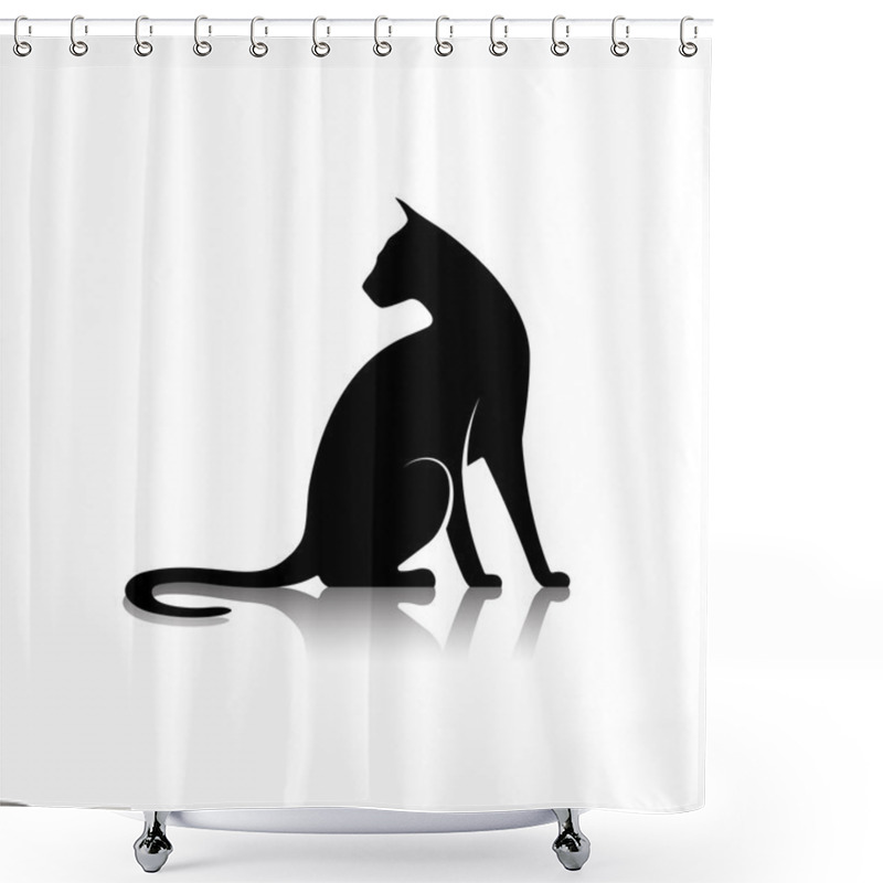 Personality  Silhouette of a cat icon shower curtains