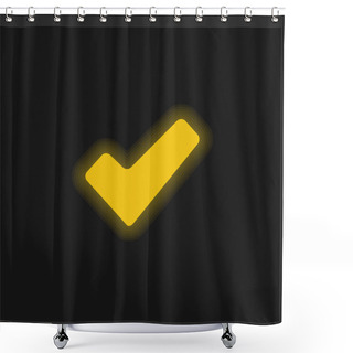Personality  Approve Signal Yellow Glowing Neon Icon Shower Curtains