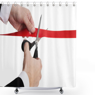 Personality  Cutting Red Ribbon Shower Curtains