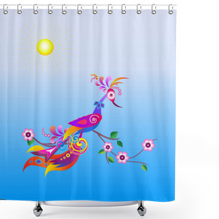 Personality  Bird On A Blossoming Branch Shower Curtains