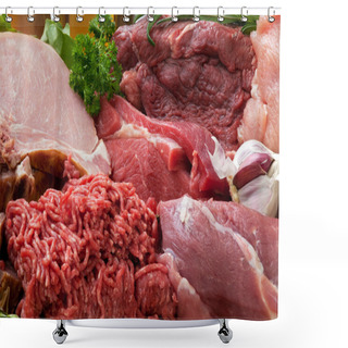 Personality  Fresh Raw Meat Background Shower Curtains