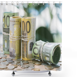 Personality  Euro Banknotes And Coins Shower Curtains